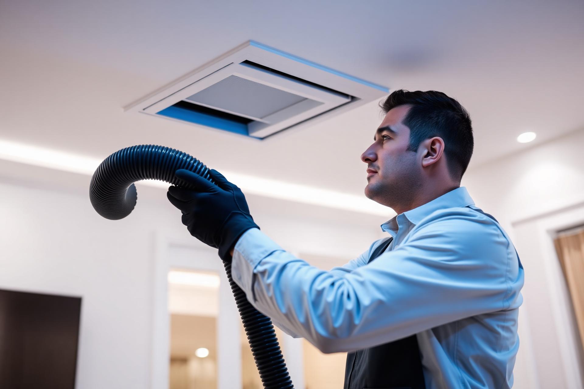 Professional air duct cleaning technician